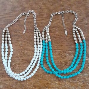 Plunder Turquoise and White Beaded Necklace Set